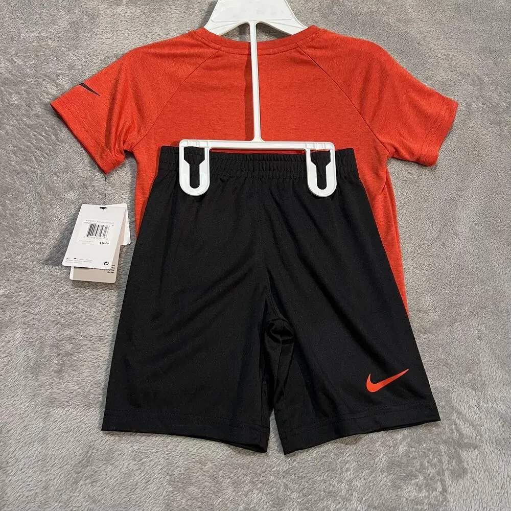 Nike Dri-FIT Shirt Shorts 2 Piece Set Boys Size 6 Red Black Athletic Youth - Picture 4 of 4